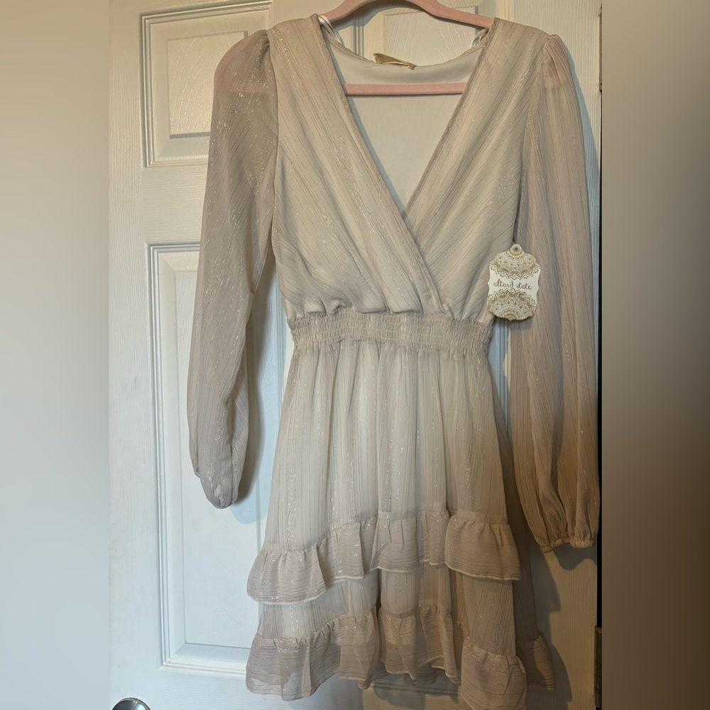 Ivory/silver long sleeve dress 🤍